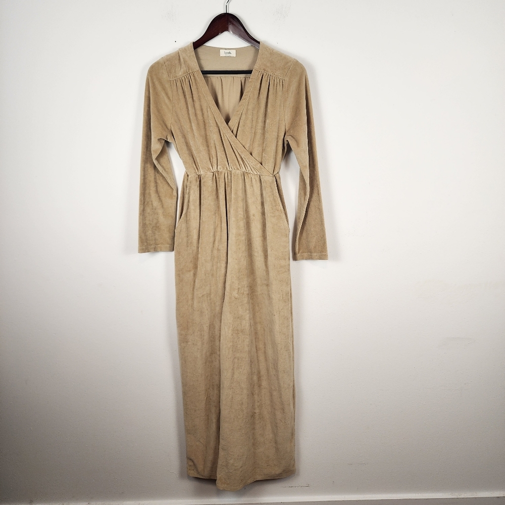 Boob Design Maternity Nursing Velour Velvet Beige Jumpsuit‎ Women's Size Medium